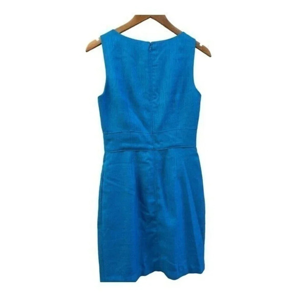 Lauren Ralph Lauren Size 6 Prussian‎ Blue Textured Cotton Dress Sleeveless Lined - Picture 4 of 4